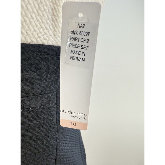 NEW Studio One New York 2PC Dress Jacket Black Green Cream Size 10 Career Set - Picture 15 of 16